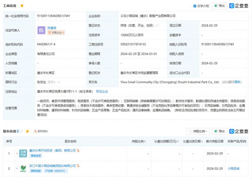 小商品城攜手重慶成立數智產業園，注冊資本1億賦能數據處理與存儲服務